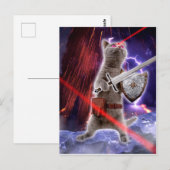 Kriegerkatze mit Lasern aus dem Auge Postkarte (Vorne/Hinten)