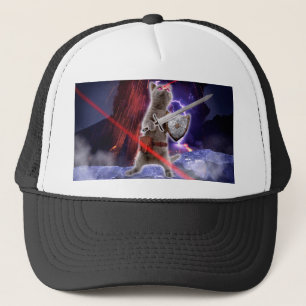 Kriegerkatze mit Lasern aus dem Auge Truckerkappe