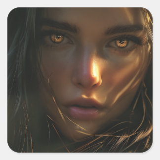 Kriegermädchen im Dschungel 1 Quadratischer Aufkleber