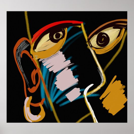 Kriegerportrait: primitive Ölentnahme Poster (Vorne)