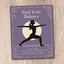 Kriegerpose - Yoga-Lehrer mit Lotusblumen Flyer