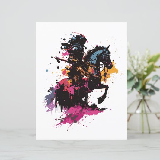 Kriegerreiten in Aquarell (Stehend Vorderseite)