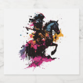 Kriegerreiten in Aquarell Alkoholflaschenetikett (Einzelnes Label)