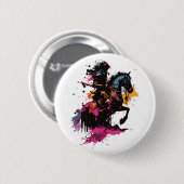 Kriegerreiten in Aquarell Button (Vorne & Hinten)