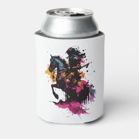 Kriegerreiten in Aquarell Dosenkühler (Kanne Rückseite)