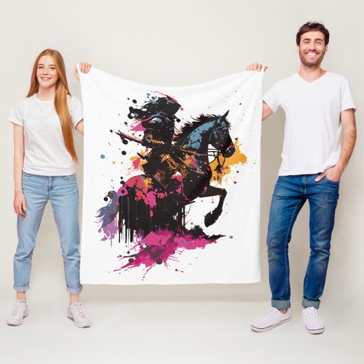 Kriegerreiten in Aquarell Fleecedecke (Beispiel)