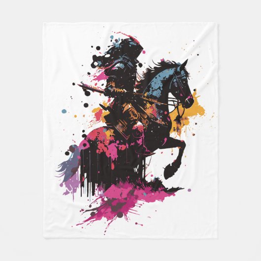 Kriegerreiten in Aquarell Fleecedecke (Vorderseite)