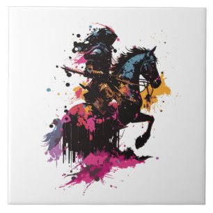 Kriegerreiten in Aquarell Fliese