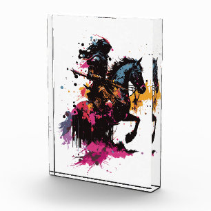 Kriegerreiten in Aquarell Fotoblock