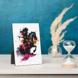 Kriegerreiten in Aquarell Fotoplatte