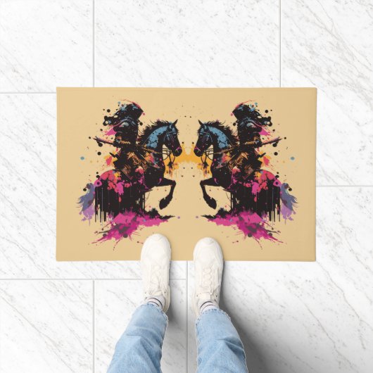 Kriegerreiten in Aquarell Fußmatte (Indoor)