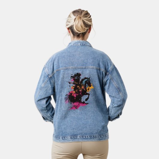 Kriegerreiten in Aquarell Jeansjacke (Modell)