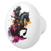 Kriegerreiten in Aquarell Keramikknauf (Rechts)