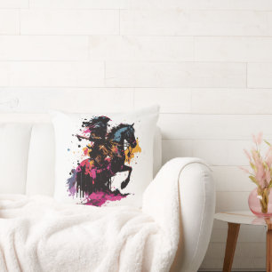 Kriegerreiten in Aquarell Kissen