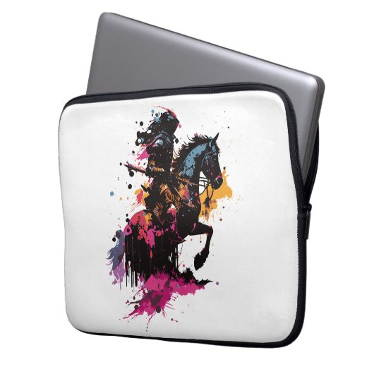 Kriegerreiten in Aquarell Laptopschutzhülle (Vorderseite Links)