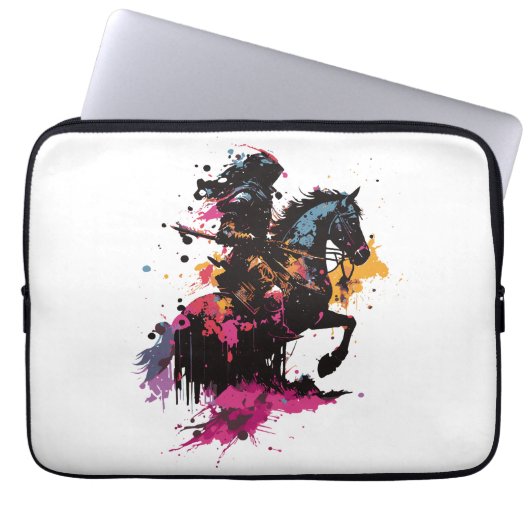 Kriegerreiten in Aquarell Laptopschutzhülle (Vorderseite)