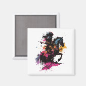 Kriegerreiten in Aquarell Magnet (Vorderseite/Rückseite)