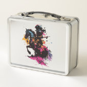 Kriegerreiten in Aquarell Metall Brotdose (Rückseite)