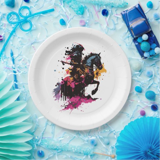 Kriegerreiten in Aquarell Pappteller (Party)