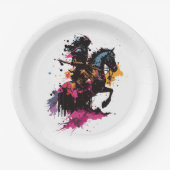 Kriegerreiten in Aquarell Pappteller (Vorderseite)