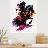 Kriegerreiten in Aquarell Poster (Küche)