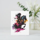 Kriegerreiten in Aquarell Postkarte (Stehend Vorderseite)