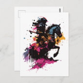 Kriegerreiten in Aquarell Postkarte (Vorne/Hinten)