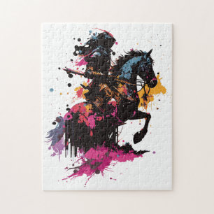 Kriegerreiten in Aquarell Puzzle