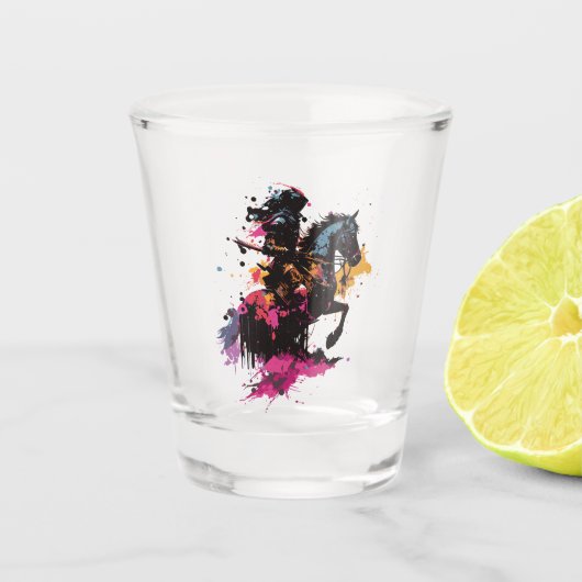 Kriegerreiten in Aquarell Schnapsglas (Vorderseite)