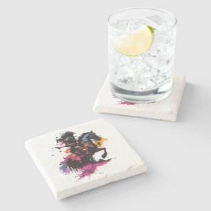 Kriegerreiten in Aquarell Steinuntersetzer