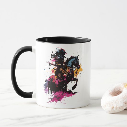 Kriegerreiten in Aquarell Tasse (Mit Donut)