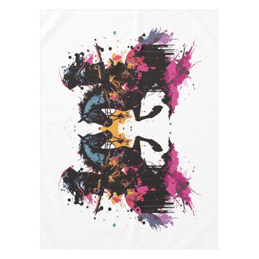 Kriegerreiten in Aquarell Tischdecke (Vorderseite)