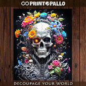 Kriegerschädel mit mehrfarbigen Blume Seidenpapier
