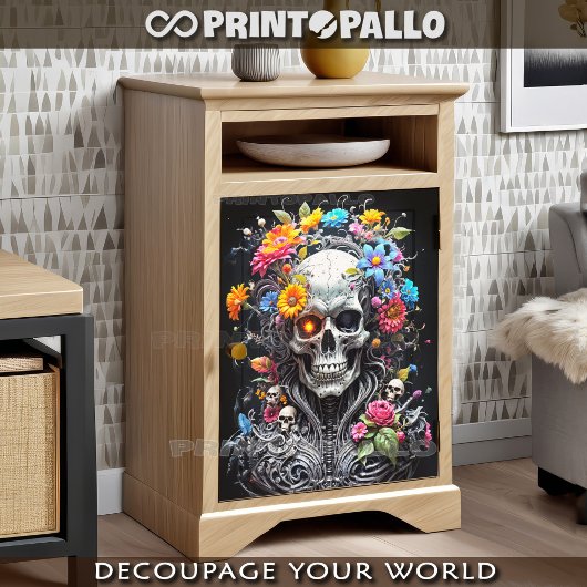 Kriegerschädel mit mehrfarbigen Blume Seidenpapier