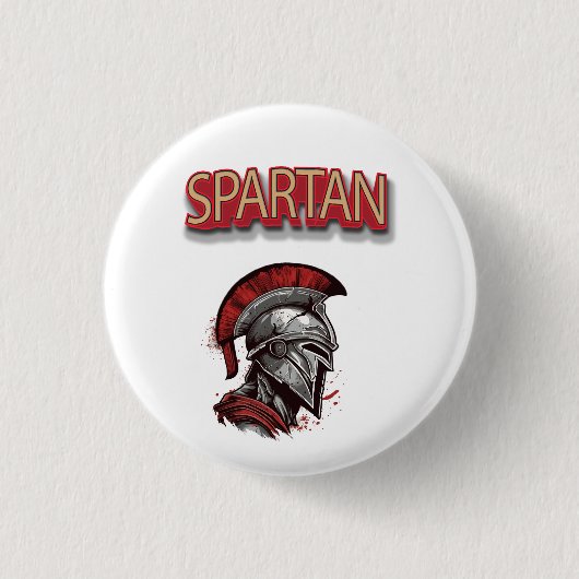 Kriegerstolz - Helm der Spartaner mit rotem Rauch Button (Vorderseite)