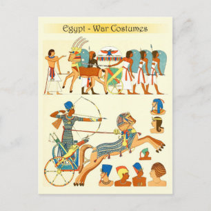 Kriegsbekleidung und Kopfbedeckungen Ägyptens Postkarte