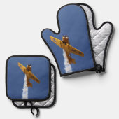 Kriegsflugzeug Ofenhandschuh & Topflappen-Set (Vorderseite/Rückseite)