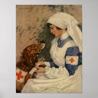 Kriegsfürsorge mit Goldenem Retriever 1917 WW1 Poster