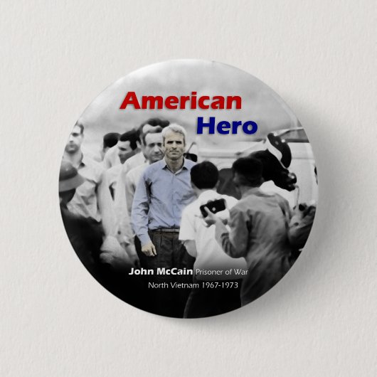 KRIEGSGEFANGEN John McCain-Amerikaner-Held Button (Vorderseite)