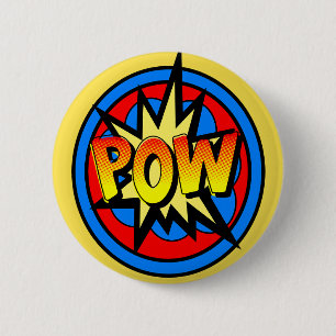 Kriegsgefangensuperhero-Cartoon-Knopf Button