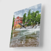 Kriegsherzmühle und Wasserfall-Uhr Quadratische Wanduhr (Winkel)