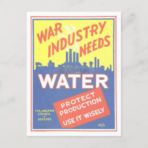 "Kriegsindustrie braucht Wasser" Poster des Zweite Postkarte