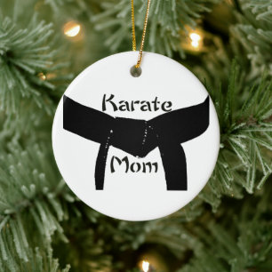 Kriegskunst-schwarzer Gurt-Karate-Mama Keramik Ornament