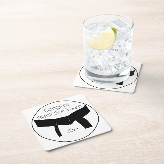 Kriegskunst-schwarzer Gurt-Test-Party-Glückwünsche Rechteckiger Pappuntersetzer (Vor Ort)