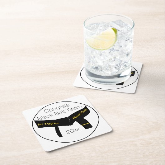 Kriegskunst-schwarzer Gurt-Test-Party-Glückwünsche Rechteckiger Pappuntersetzer (Vor Ort)