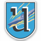 Kriegsmarine 1. U-Boot Flottilla Emblem Classic R Aufkleber (Vorderseite)