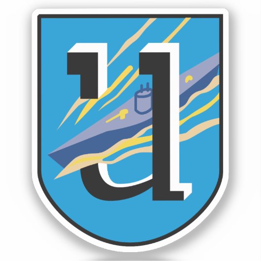 Kriegsmarine 1. U-Boot Flottilla Emblem Classic R Aufkleber (Vorderseite)