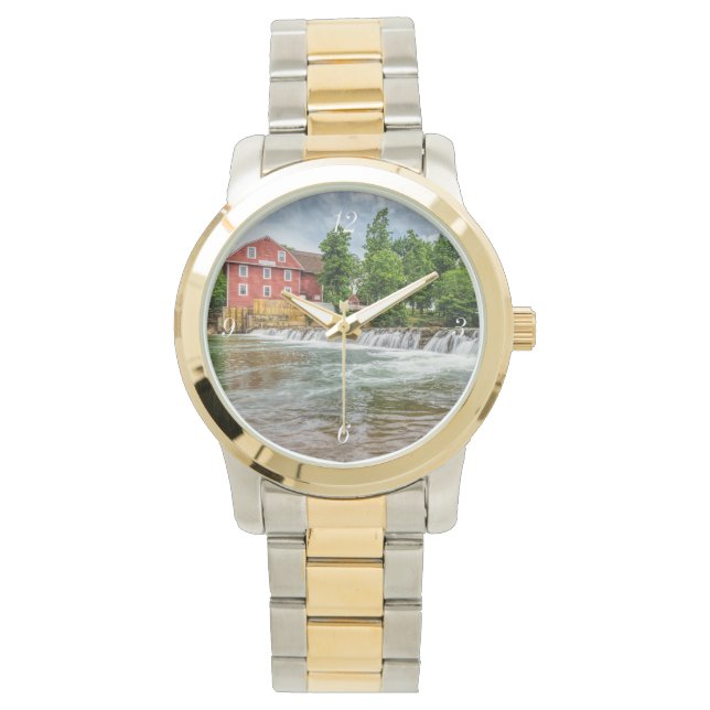 Kriegsmühle und Wasserfall Armbanduhr (Vorderseite)