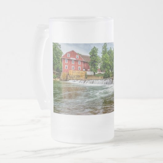 Kriegsmühle und Wasserfall Mattglas Bierglas (Vorderseite Links)