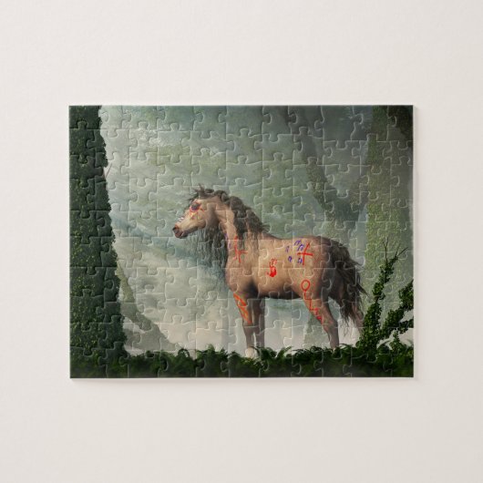 Kriegspferd in einem Nebelwald Puzzle (Horizontal)